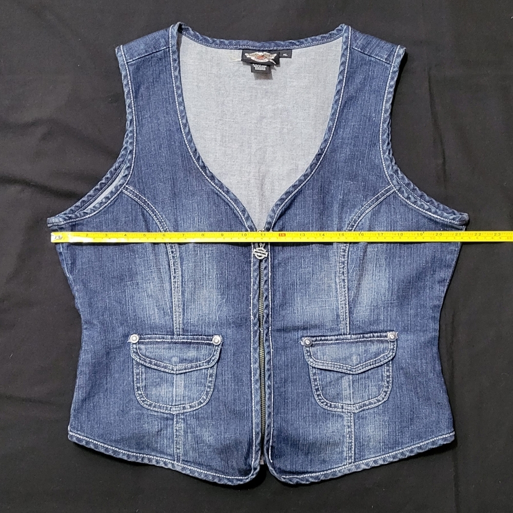 Harley-Davidson Denim Blue Lace-Up Vest - Picture 5 of 9